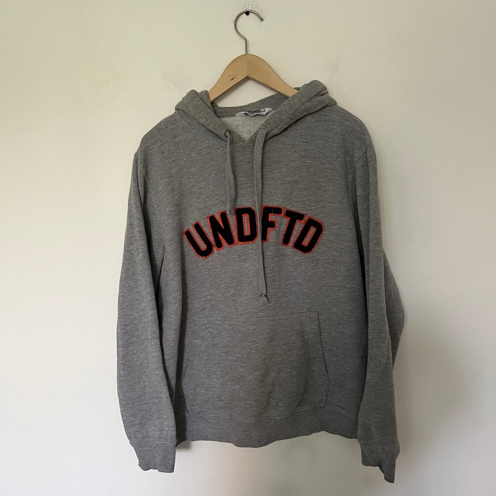 Undefeated UNDFTD Chenille Logo Hoodie Heather Grey Mens Large Made in USA